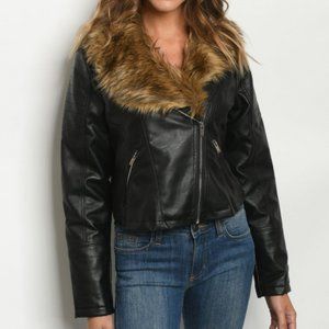 FAUX FUR & LEATHER JACKET!